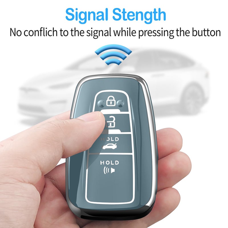 Autophone Compatible with Toyota Key Fob Cover with Keychain Fit For 2020-2022 Highlander Prius Corolla 2018-2024 Camry RAV4 Avalon C-HR GT86 (Storm Blue) - Image 5